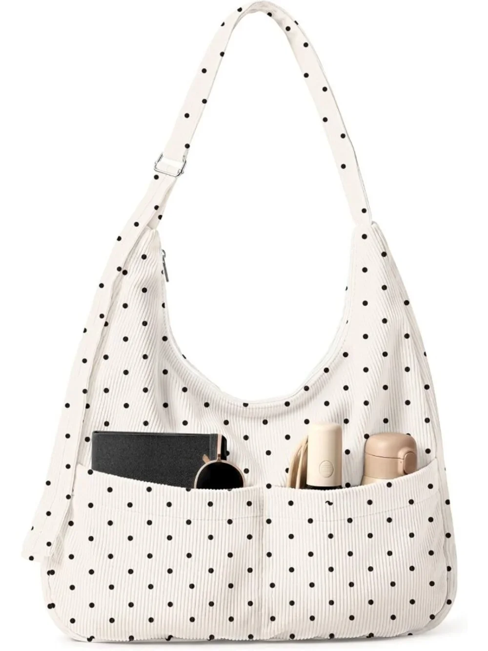 Large Slouchy Corduroy Hobo Bag for Women - Stylish Crossbody Tote with Zipper
